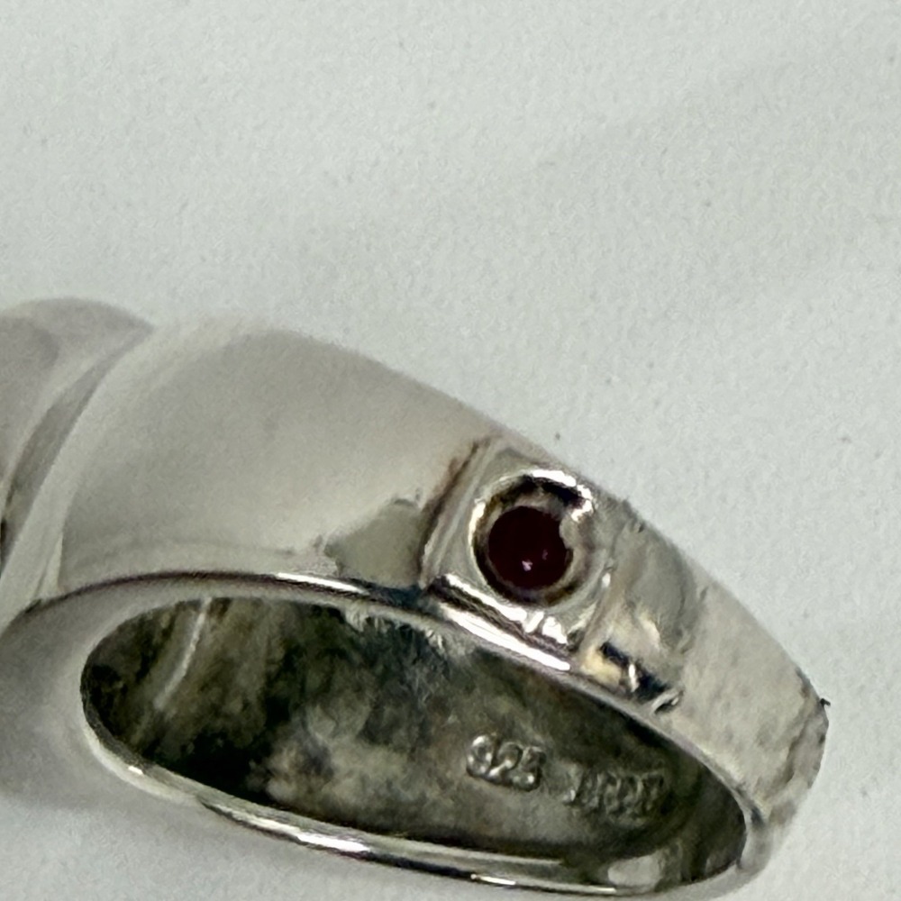 Vintage ELLE Sterling Cubic Zirconia Ring Modernist Style 10 Grams Size 7 1/4 - Picture 11 of 14